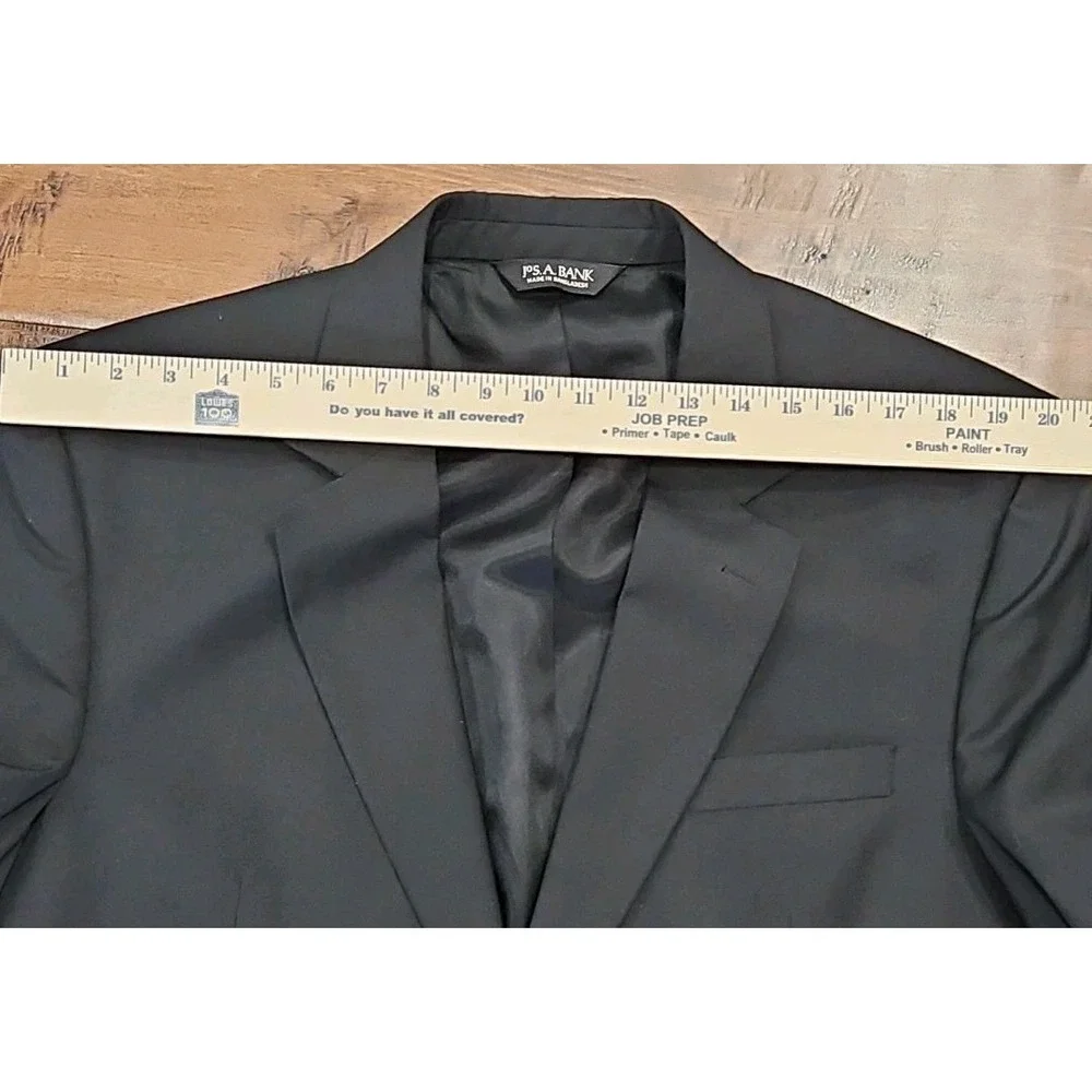 Jos A Bank 44R Metal Button Blazer Eagle Crown Black Sport Coat Wool Suit Jacket